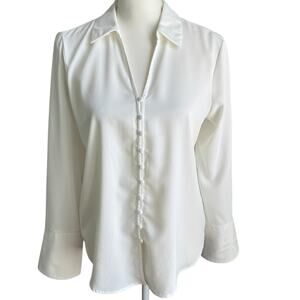 MAISON D'AMELIE Top Womens Small Cream White Button Front Bell Cuffs Feminine